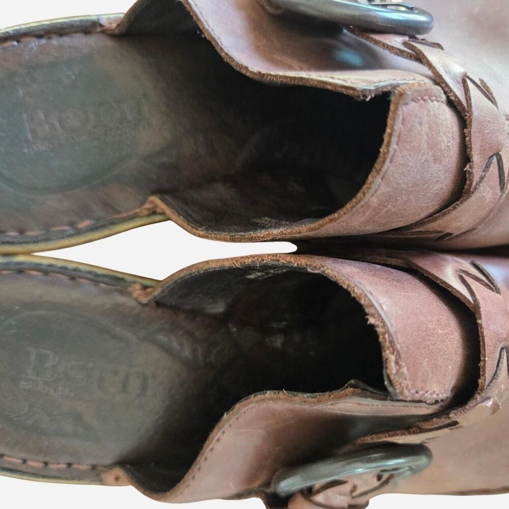 Born brandbrown leather clogs with - Picture 7 of 8